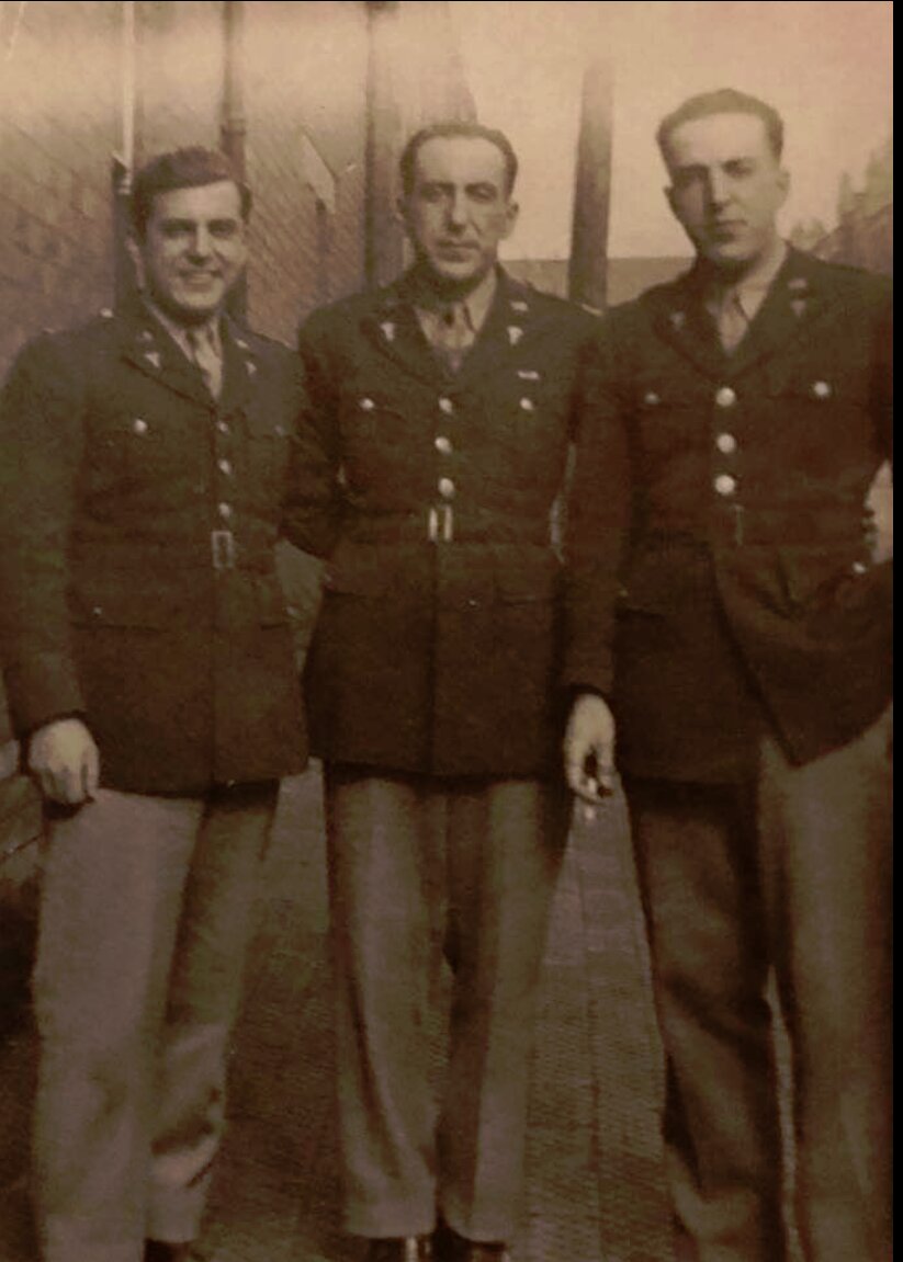 Three brothers in US Army dress uniforms — John, Takis, Constantine, European Theater