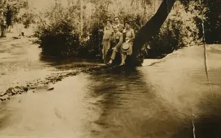 Lazaros (seated, center) by a stream near Smyrna, c. 1910