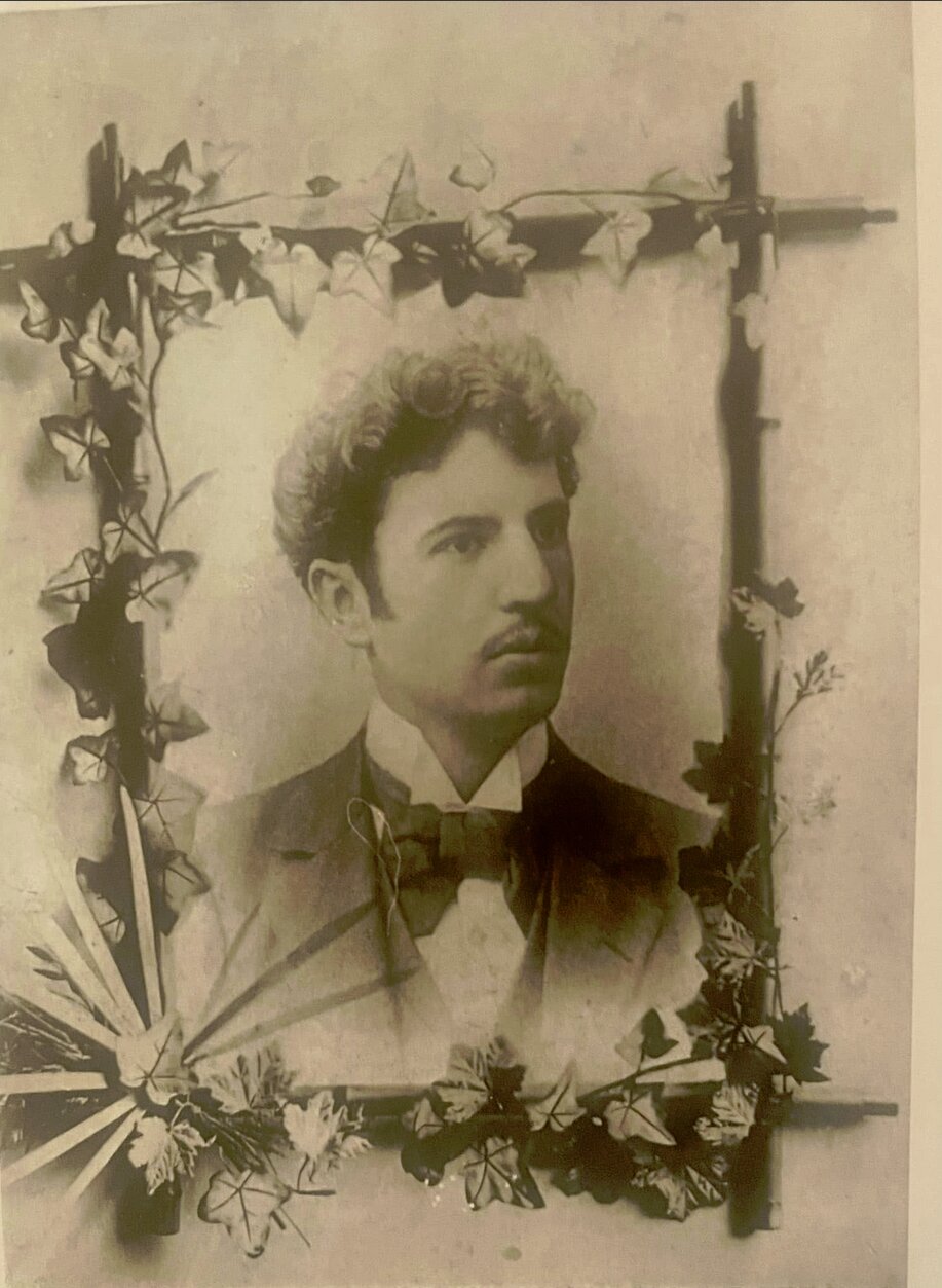 Young Lazaros — oval-frame studio portrait, c. 1890s–1900s